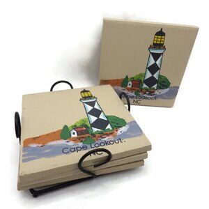 Stone Coasters & Caddy/ Cape Lookout Lighthouse/ Outer Banks NC